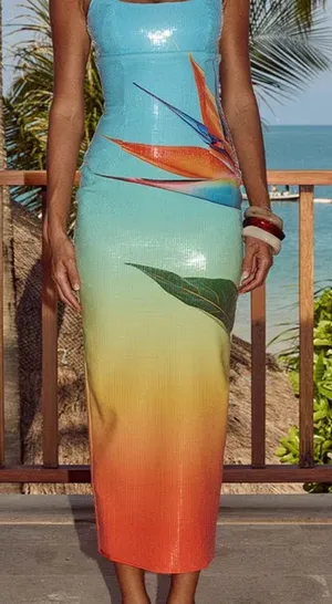 Tropical Gradient Maxi Dress Blue thumbnail 1