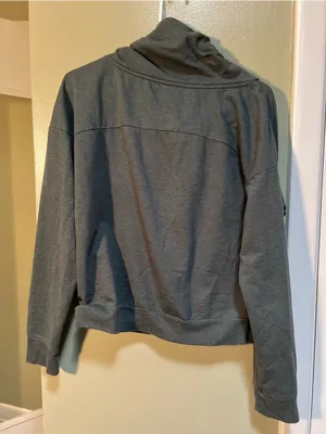 Z by Zella Women's Size Medium Cowl Neck Sweatshirt Charcoal Gray Full Zip thumbnail 6