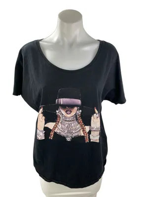 Bella Canvas Women's Black Short Sleeve Scoop Neck Lady T Shirt Tee Top Size M thumbnail 1