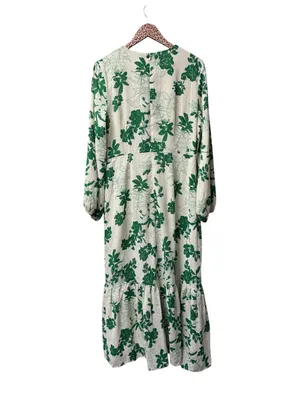 Veiled Collection Dalia Floral Tiered Maxi Dress Long Sleeve Green Large NEW NWT thumbnail 6