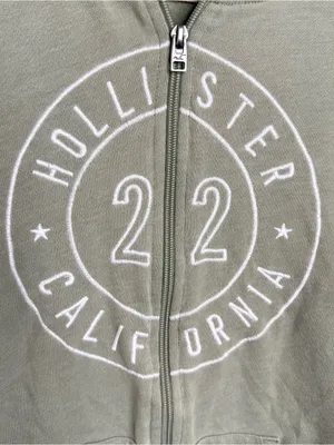 Y2K Hollister Zip Up Hoodie Sweatshirt Size Small Olive Sage Green Soft Comfy thumbnail 2