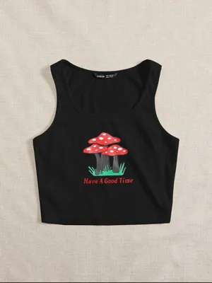 Mushroom Crop Top Black thumbnail 2