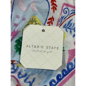 Altar'd State Tropical Postcard Peplum Cami Top Ivory Multi Swiss Dot NWT M thumbnail 7