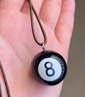 Handmade big 8 ball grunge funky unisex simple brown necklace🎲8️⃣🖤 thumbnail 1