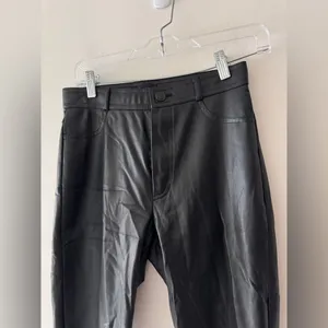 Zara Black Faux Leather‎ Skinny Pants Zipper Split Bottom thumbnail 2