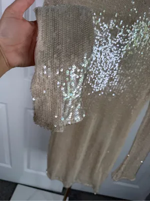 Wild Fable Champagne Sequin Mini Dress XS NWT Long Sleeve Party Holiday Glam thumbnail 10