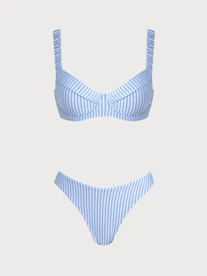 Samiol Striped Blue & White Underwire Bikini Top and High-Cut Bottoms thumbnail 2