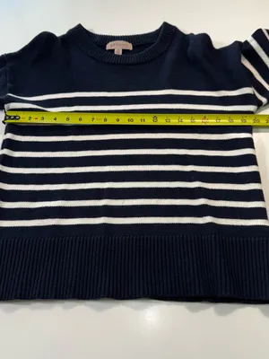 Philosophy Navy and White Striped Crewneck Sweater Size Medium thumbnail 4