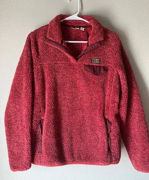 L.L. Bean Red Sherpa Snap-Neck Pullover thumbnail 1