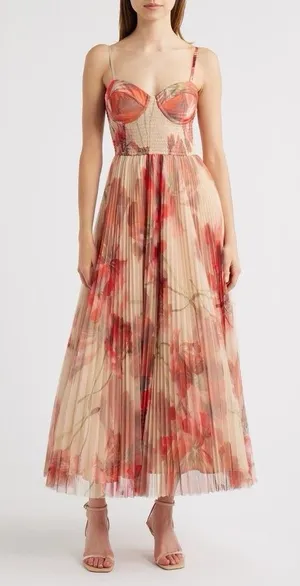 Hutch Dress Womens Size XL Brianna Sleeveless Bustier Pleated Tulle Maxi NWT thumbnail 1