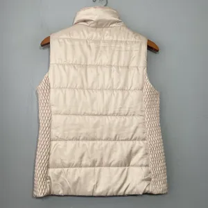 Quiet Luxury Vest Size Small Sleeveless Beige Quilted Gilet Minimalist Preppy thumbnail 4