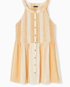 Torrid Yellow Stripe Button Smocked Tank Baby Doll thumbnail 1