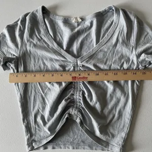 Wilfred Free Ruched Crop Top Tee Light Blue Cotton Boho Women's Size 2XS thumbnail 7