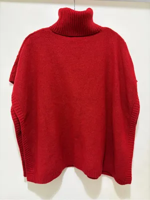 Loft Red Lattice Cable-Knit Turtleneck Sweater Poncho XS/S NWT thumbnail 5