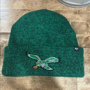 47 Brand Green Beanie with Eagle Patch thumbnail 1