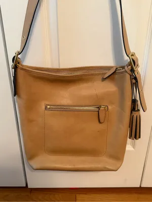 Vintage Coach Legacy Tassel Bucket Bag in Tan Leather thumbnail 3