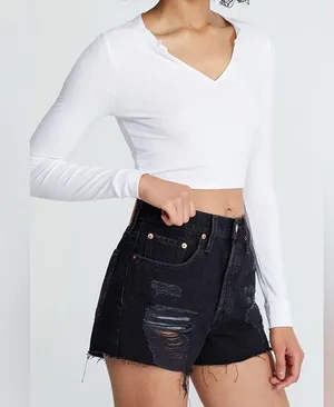 NEW Levi's 501 Black Ripped Denim Shorts 29 thumbnail 4