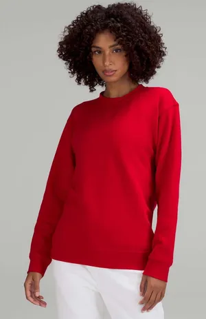 Lululemon All Yours Crew Fleece sweatshirt Red loungewear activewear outdoor L thumbnail 1