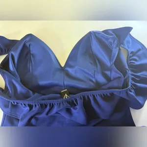 Windsor Elegant Navy Blue Off-Shoulder Dress thumbnail 6