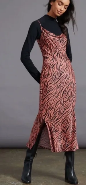 Anthropologie Elyse Bias Cut Animal Print Slip Dress thumbnail 1
