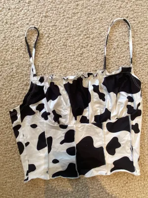 SheIn Cow Print Crop Top thumbnail 1
