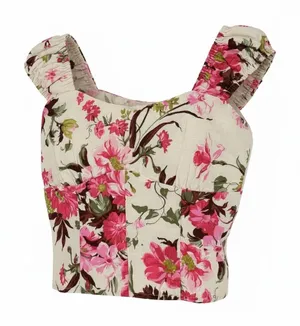 Abercrombie & Fitch Floral Linen Blend Smocked Corset Top‎ Size Small Coquette thumbnail 1