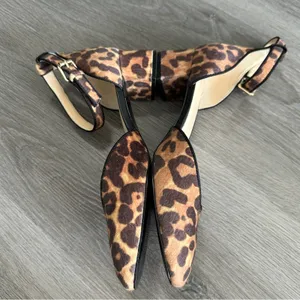 Cabi Kiki Faux‎ Hair Leopard Cheetah Ankle Strap Kitten Block Heels Size 8 thumbnail 3