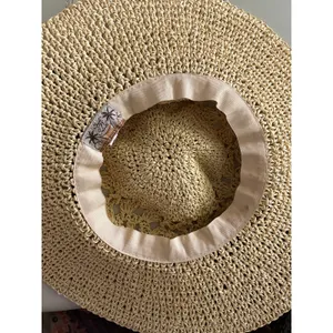 Sun n Sand Crochet Crown Wide Brim Straw Hat with Beads thumbnail 5