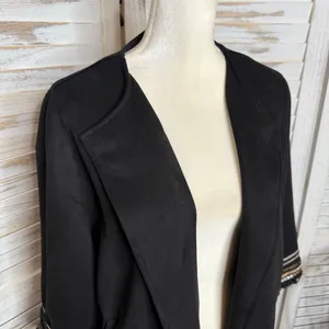 ZARA Women's L Combination Faux Suede Embroidered Jacket Boho Western Black thumbnail 10