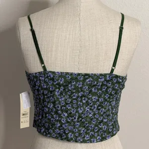 No Boundaries‎ Women Green Purple Floral Lace Camisole Ribbon Crop Top XL 16-18 thumbnail 2