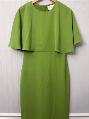 Pomander Place Leah Pistachio Green Cape Sleeve Midi Dress Women Size 6 #B1700 thumbnail 3