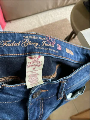 Women's Faded Glory Blue Skinny Jeans 6P with Orange Stitching thumbnail 3