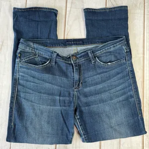 Rock & Republic Studded Pocket Medium Wash Denim Slim Straight 5 Pocket Jeans thumbnail 6