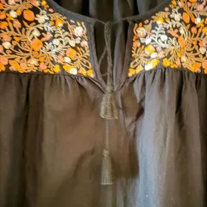 Madewell Embroidered Shift Dress Black Floral Pockets Boho Artisan SZ L #2615 thumbnail 15