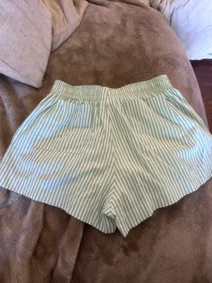 Princess Polly mint green vertical striped beach house pull on shorts thumbnail 2