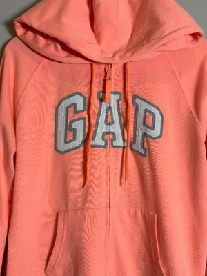 Vintage Y2K Gap Hooded Full Zip Sweatshirt Womens Medium Orange Spell Out Lounge thumbnail 6