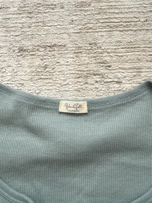 Brandy Melville Sage Green Cropped Button Top (One Size) thumbnail 4
