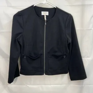 Laundry by Shelli Segal women's black zip pocket‎ stretch business casual jacket thumbnail 1