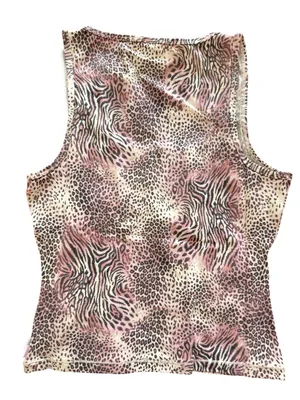 NWT SKIMS Pink Animal-Print Notch-Neck Tank XS thumbnail 4