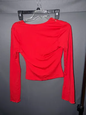 Red long sleeve top with lace trim #y2kfashion top thumbnail 2
