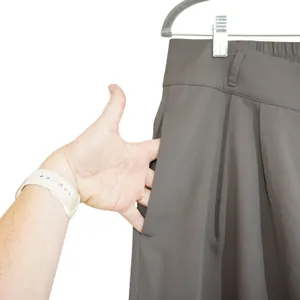 Halara Size Large Pants High Rise Waisted Wide Leg Pleated Trousers Taupe Gray thumbnail 5