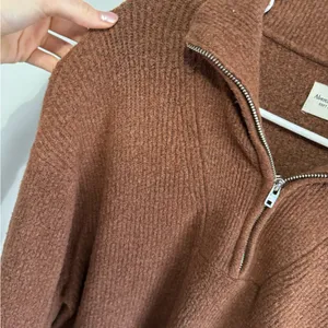 Abercrombie and Fitch Orange Quarter Zip Pullover Sweater thumbnail 3