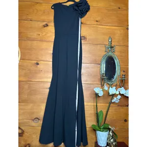 NWT Lulus Lucette Black Sleeveless Ruffled Mermaid Maxi Dress Gala Banquet XXS thumbnail 6