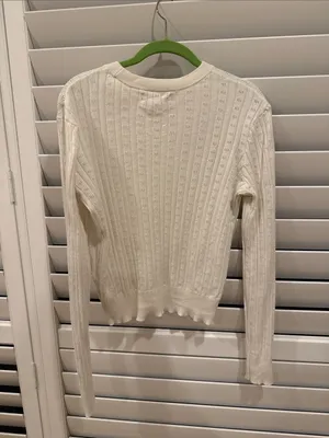 Spiritual Gangster Cream Ribbed Crewneck Sweater thumbnail 3