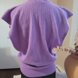 Gotham Vintage Purple V-Neck Women's Sweater Lambswool thumbnail 3