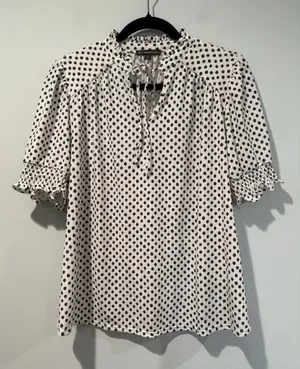 Adrianna Papell Top Small Work Academia Polka Dot Preppy Twee Retro Coquette thumbnail 1