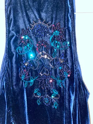 Free People Sapphire Blue Velvet Mini Dress thumbnail 4