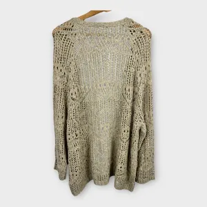 Back in the Saddle Womens Large Open Knit Crochet Cardigan Western Bohemian thumbnail 2