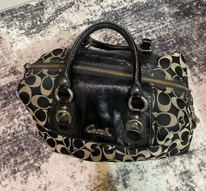 Coach Ashley Signature Sateen Large Satchel Handbag Shoulder Bag F15443 thumbnail 1