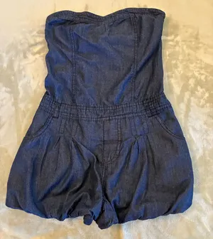 Highway Jeans Women’s Brand Strapless Denim Romper Shorts in Deep Blue Size Small thumbnail 1